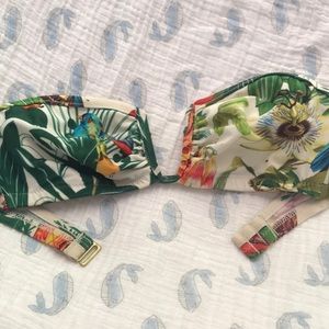 J Crew Strapless Tropical Print Bikini Top XS